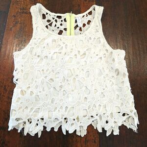 Cream women's size s lace tank top flower lace coquette cute summer demure